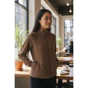 Freely Women's Haven Luxe Jacket Brown Sz XL Running Athleisure Sport NWT